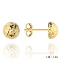Kolczyki pół kulki śr. 10 mm na sztyfcie diamentowane super lekkie 585 SHELBI