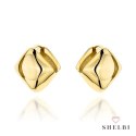 Kolczyki złote gładkie kwadraty 585 SHELBI