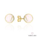 Kolczyki złote kółeczka z masą perłową na sztyfcie 585 SHELBI
