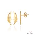Kolczyki złote małe diamentowane listki 585 SHELBI