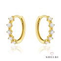 Kolczyki złote z białymi cyrkoniami na kreolu 585 SHELBI