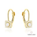Kolczyki złote zdobione cyrkoniami na angielskim zapięciu 585 SHELBI