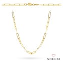 Naszyjnik złoty delikatne ogniwa z wplecionymi dużymi ogniwami 585 SHELBI