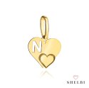 Zawieszka złota literka N z serduszkiem pr. 585 585 SHELBI