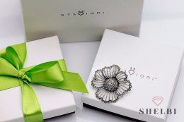 Srebrna broszka kwiat z markazytami prezent Staviori