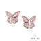 Srebrne kolczyki motylki z cyrkoniami pozłacane różowe złoto