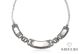 Srebrny naszyjnik z masą perłową i markazytami Staviori