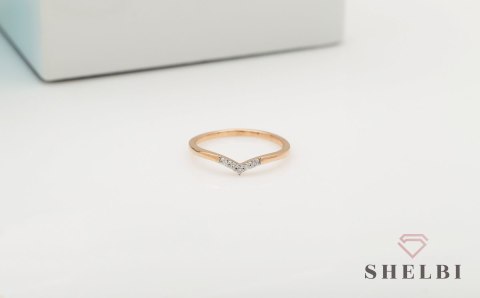 Złoty pierścionek z diamentami próba 585 różowe złoto Staviori Złoty pierścionek z diamentami próba 585 różowe złoto Staviori