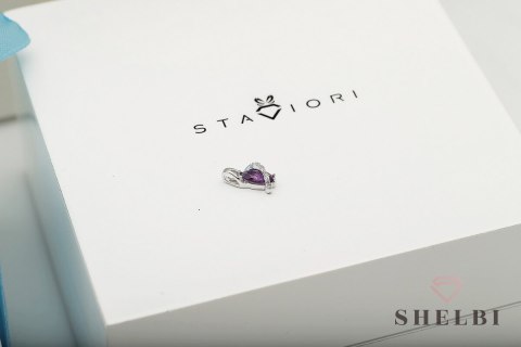 Złoty wisiorek z diamentami i fioletowym ametystem Staviori Złoty wisiorek z diamentami i fioletowym ametystem Staviori