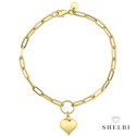 Bransoletka długie ogniwa i złote serce 585 SHELBI