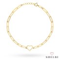 Bransoletka złota delikatne ogniwa i kontur serca 585 SHELBI