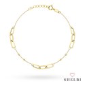 Bransoletka złota długie ogniwa i diamentowane kulki 585 SHELBI