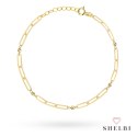 Bransoletka złota ogniwa z gładkimi i diamentowanymi kulkami 585 SHELBI