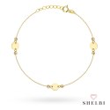 Bransoletka złota pełne kółeczka i diamentowane kulki 585 SHELBI