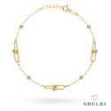 Bransoletka złota splecione ogniwa z diamentowanymi kulkami 585 SHELBI