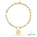 Bransoletka złote ogniwa i pełne serce 585 SHELBI
