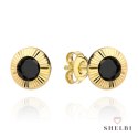 Kolczyki onyx syntetyczny otoczony diamentowanym złotem 585 SHELBI