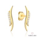 Kolczyki złota i z cyrkonii delikatna fala 585 SHELBI