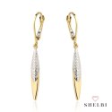 Kolczyki złota łezka zdobiona białym złotem 585 SHELBI