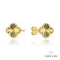 Kolczyki złote diamentowane koniczynki 10 mm 585 SHELBI