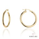 Kolczyki złote koła diamentowane na angielskim zapięciu 585 SHELBI