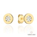 Kolczyki złote kółeczka z cyrkoniami na sztyfcie 585 SHELBI