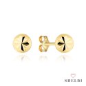 Kolczyki złote kółka z diamentowanym kwiatkiem super lekkie 4mm 585 SHELBI