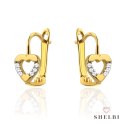 Kolczyki złote serce i cyrkonie po bokach 585 SHELBI