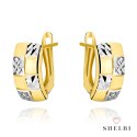 Kolczyki złote z diamentowanymi kwadratami 585 SHELBI