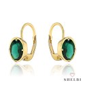 Kolczyki złote z kolekcji "COLORFUL STONE" - zielony kwarc owal 585 SHELBI