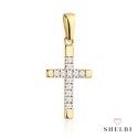 Krzyżyk złoty zdobiony cyrkoniami pr. 585 na prezent 585 SHELBI