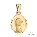 Medalik złoty Matka Boska modląca się z delikatnym diamentowaniem prezent Chrzest, Komunia Św., Bierzmowanie 585 SHELBI