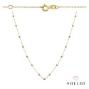 Naszyjnik złoty diamentowane delikatne kulki na łańcuszku 585 SHELBI