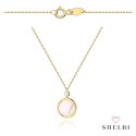 Naszyjnik złoty kółko z masą perłową i cyrkonią 585 SHELBI