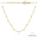 Naszyjnik złoty pełne kółka i diamentowane kulki 47+3 cm 585 SHELBI