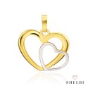 Zawieszka splecione serduszka w dwóch kolorach złota 585 SHELBI