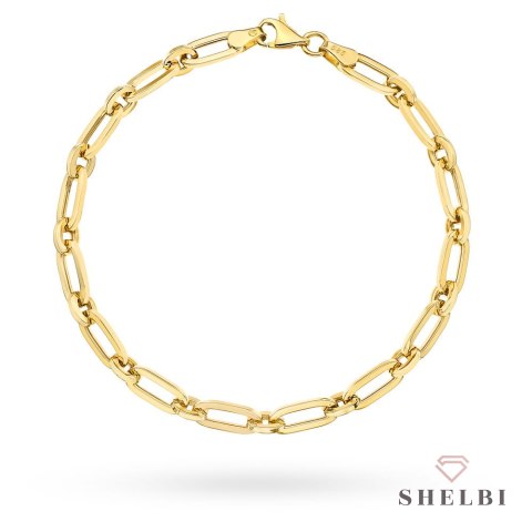 Bransoletka złota długie ogniwa i kółka 585 SHELBI