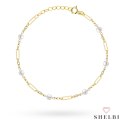 Bransoletka złota długie ogniwa i perełki 585 SHELBI