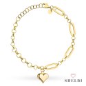 Bransoletka złota długie ogniwa, kółka i serce 585 SHELBI