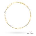Bransoletka złota długie ogniwa z perłami 585 SHELBI