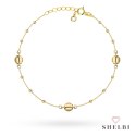 Bransoletka złota duże gładkie i małe diamentowane kulki na nogę 585 SHELBI