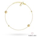 Bransoletka złota duże i małe gładkie kulki na nogę 585 SHELBI