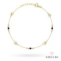 Bransoletka złota z czarnymi kamieniami i kulkami party 585 SHELBI