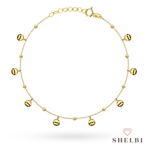 Bransoletka złota z gładkimi kulkami 585 SHELBI