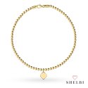 Bransoletka złota złożona z gładkich kuleczek i wiszącym sercem 585 SHELBI