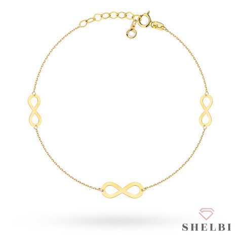 Bransoletka złota znaki nieskończoności na nogę 585 SHELBI