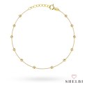 Bransoletka złote diamentowane kulki na nogę 585 SHELBI