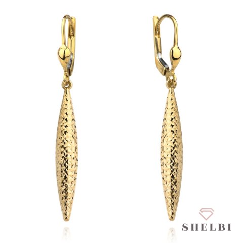 Kolczyki złote diamentowane długie sople 585 SHELBI