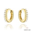 Kolczyki złote kółeczka z cyrkoniami na kreolu 585 SHELBI