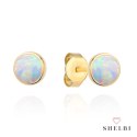 Kolczyki złote kółeczka z opalem 585 SHELBI